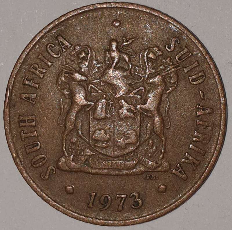 1973 - 2 CENT COIN (TWO CENT COIN) - RSA - BRONZE - KM#83 - BILINGUAL LEGEND - WILDEBEEST
